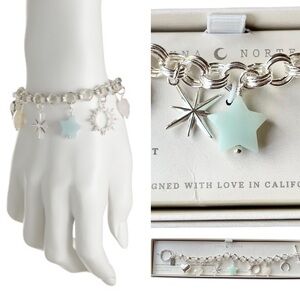 Luna Norte Silver Boho Chic Multi Stone Charms Bracelet